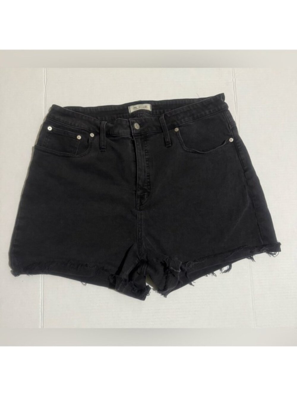 Curvy Black High-Rise Distressed Denim Shorts